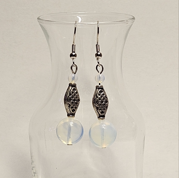 Handmade Opalite Beaded Earrings - Picture 2 of 6